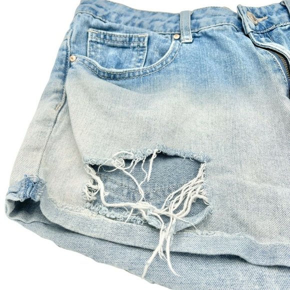 Forever 21 Blue Ombre Denim Distressed Shorts Size 28 Waist - Picture 3 of 7